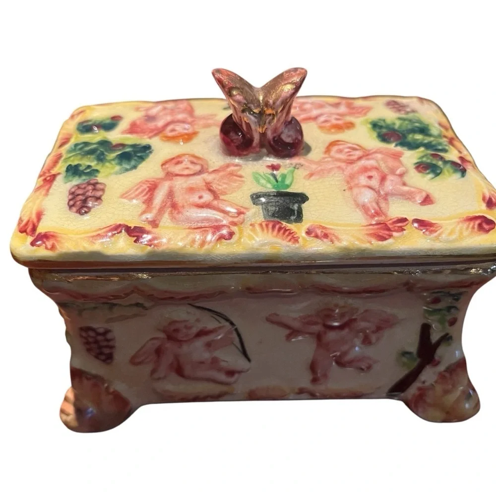 Occupied Japan Cherub Trinket Box